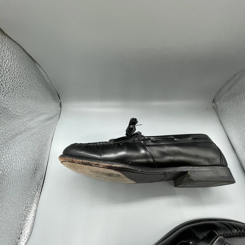 Cole Haan Mens Pinch Tassel Kiltie Loafers Black Leather Shoes C02691 Size 9.5 D